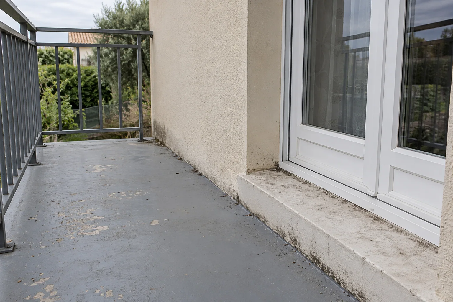 Balcon et seuil avant intervention — illustration générée