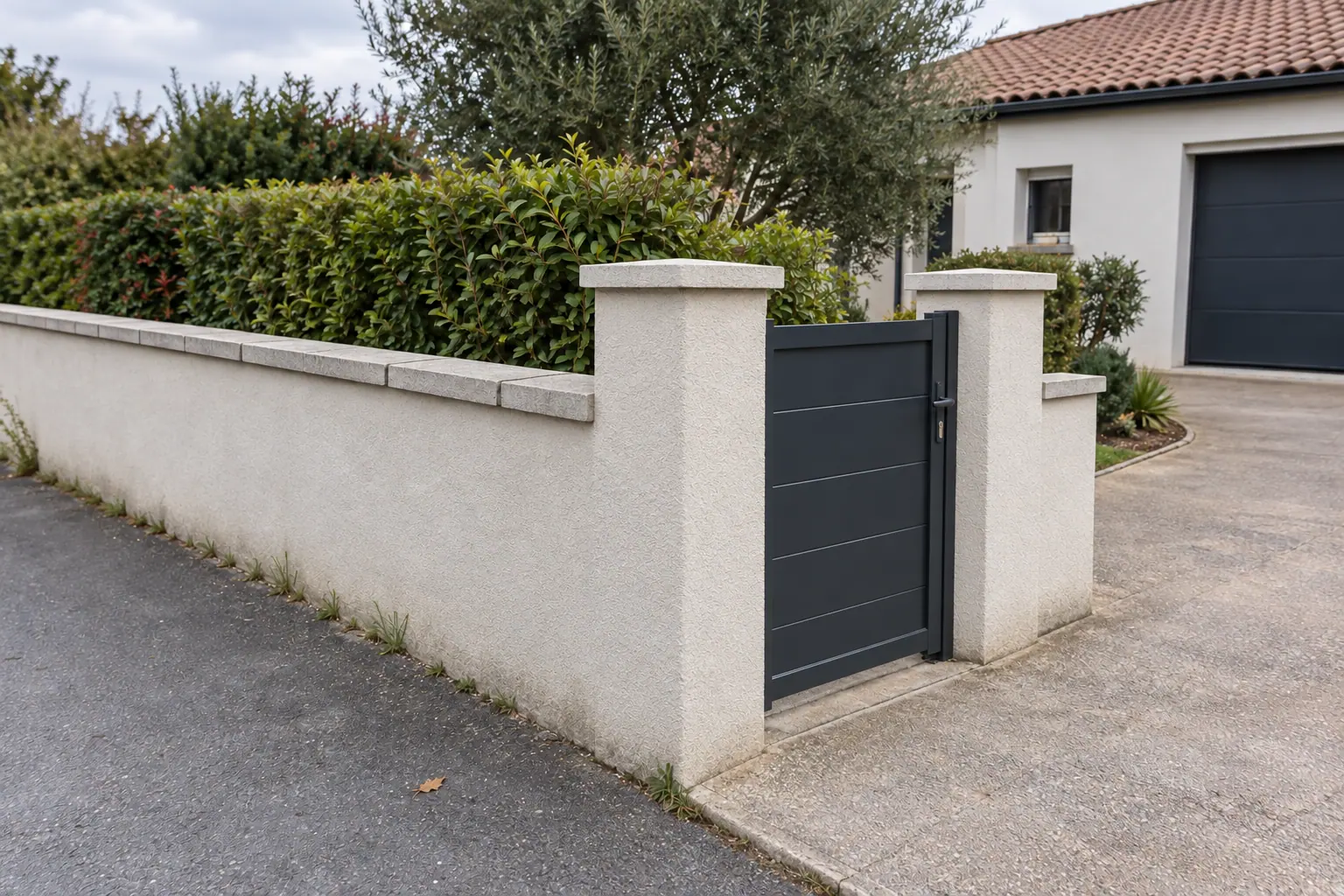 Muret extérieur réparé — illustration générée