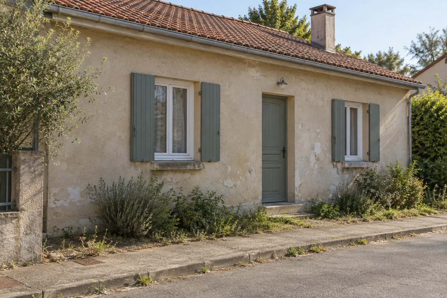 Avant — Ravalement d’une façade enduite — illustration générée